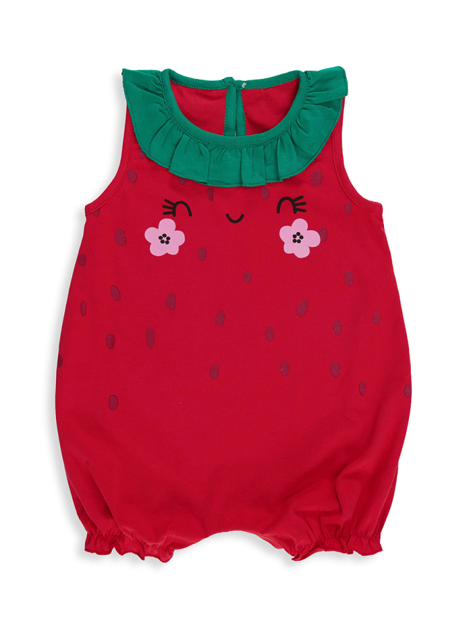 Strawberry Baby Girl Cotton Romper - 4