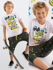 Street Skate Boy T-shirt&Capri Pants Set - MSHB&G