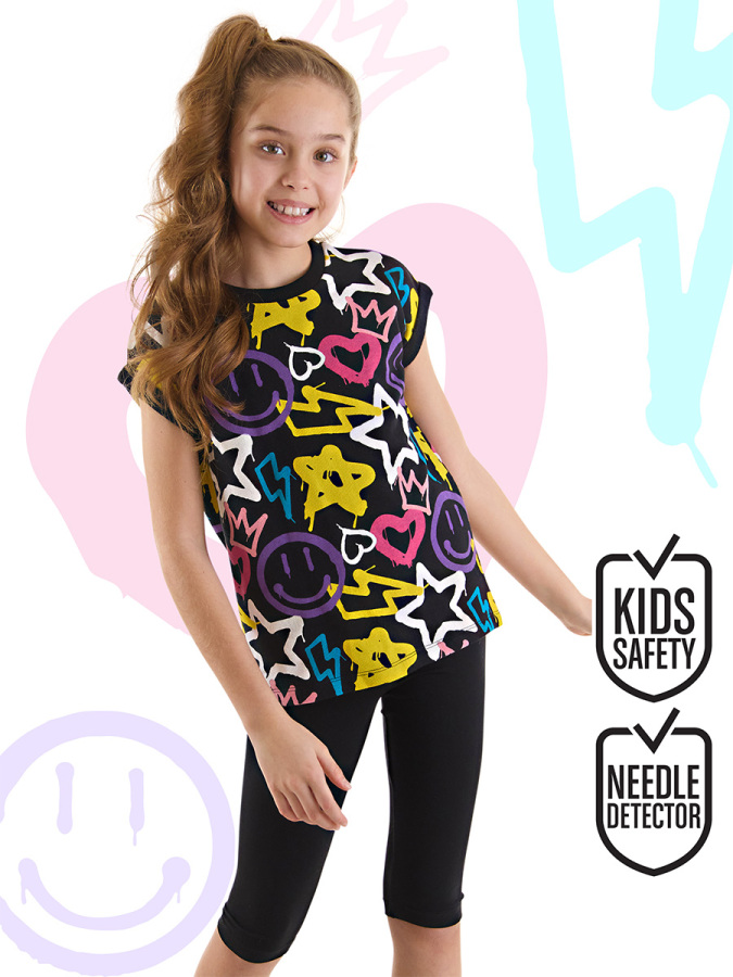 Street Style Girl T-shirt&Leggings Set - 1