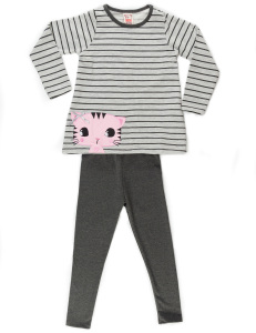 Striped Kitty Tunic Set - 2