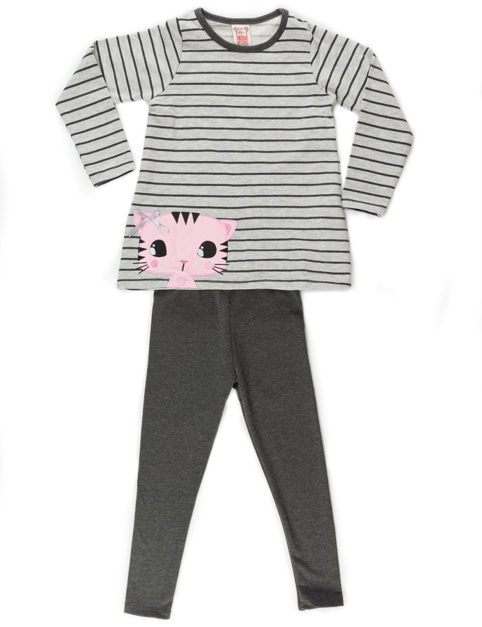 Striped Kitty Tunic Set - 2