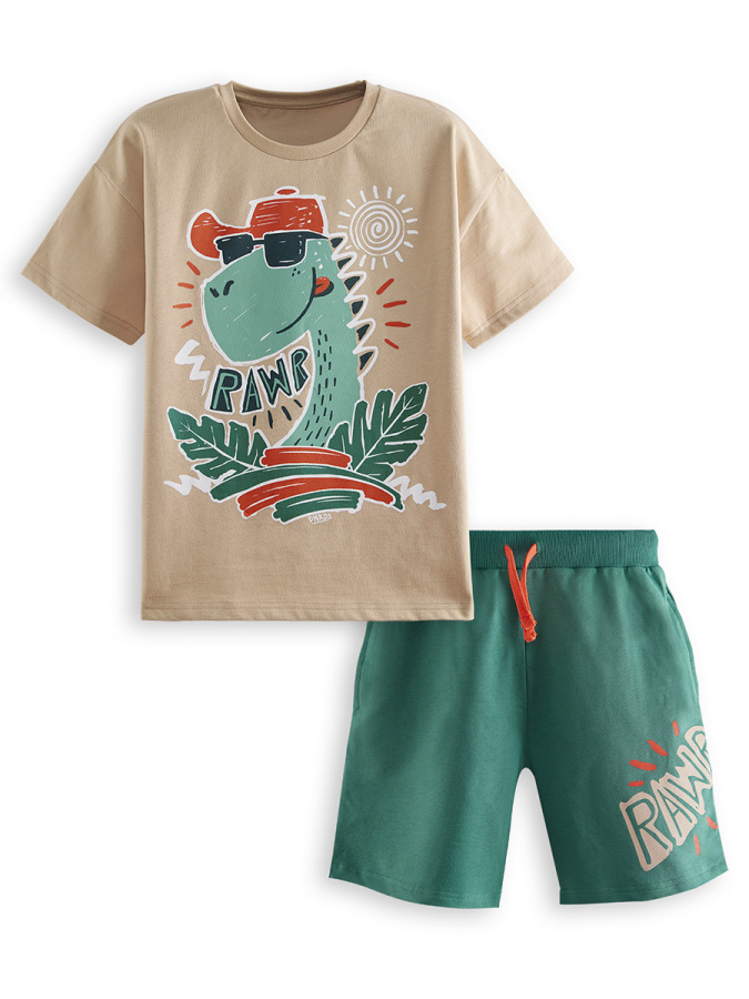 Summer Dino Erkek Çocuk T-shirt Şort Takım - 3