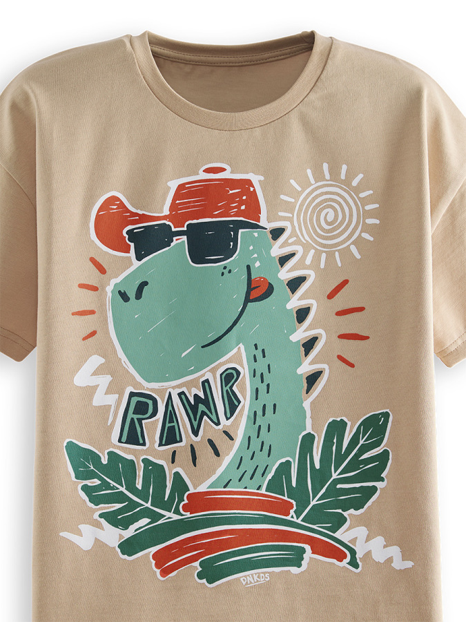 Summer Dino Erkek Çocuk T-shirt Şort Takım - 8