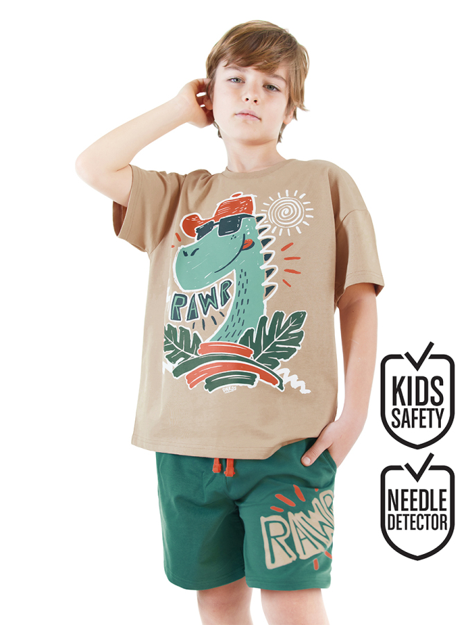 Summer Dino Erkek Çocuk T-shirt Şort Takım - 1