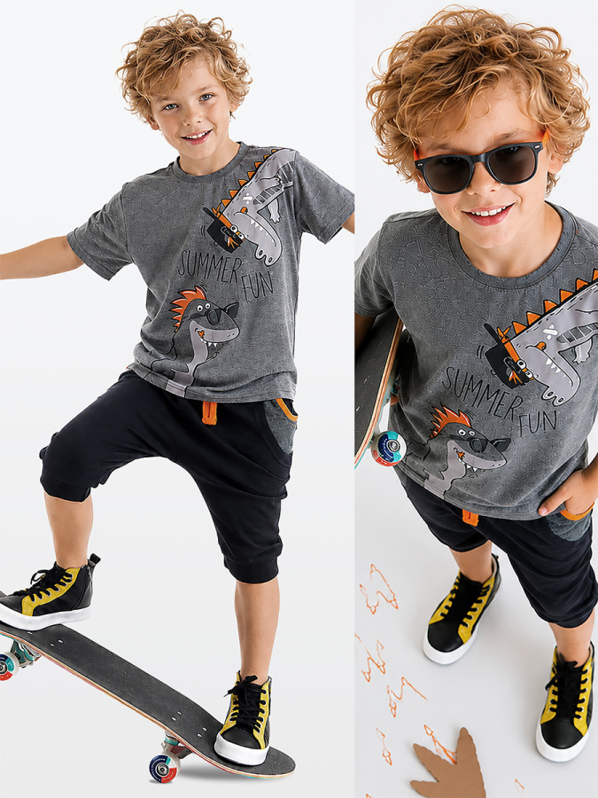 Summer Fun Boy T-shirt&Harem Pants Set - 1