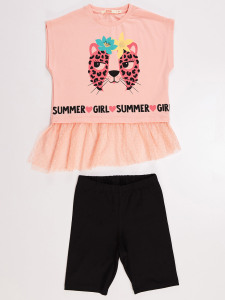 Summer Girl Kız Çocuk Tunik Tayt Takım - 6