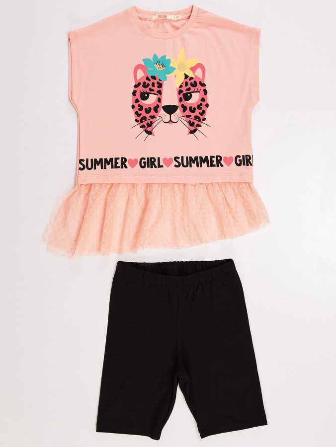 Summer Girl Kız Çocuk Tunik Tayt Takım - 6