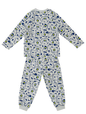 Super Dino Baby Boy Grey Pyjamas Set - 3