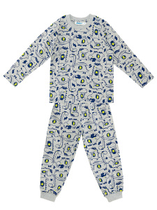 Süper Dino Erkek Bebek Gri Pijama Takımı - 3