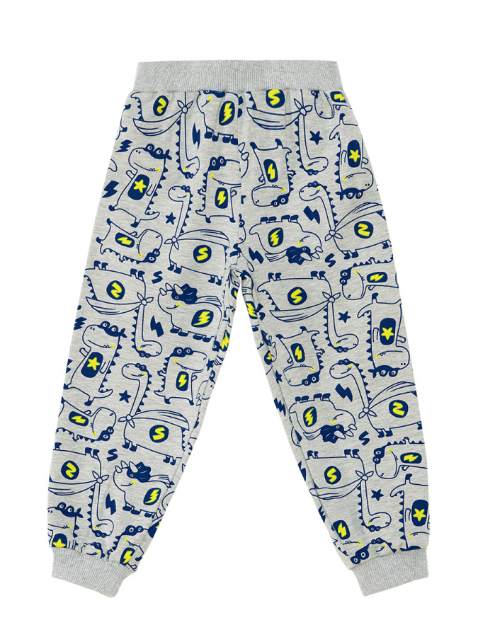 Süper Dino Erkek Bebek Gri Pijama Takımı - 6