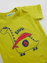Super Dino Erkek Bebek T-shirt Kapri Şort Takım - Thumbnail