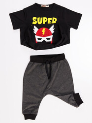 Super Power Erkek Çocuk T-shirt Kapri Şort Takım - Thumbnail