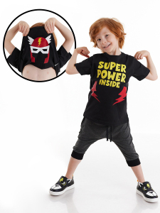 Super Power Erkek Çocuk T-shirt Kapri Şort Takım - Denokids