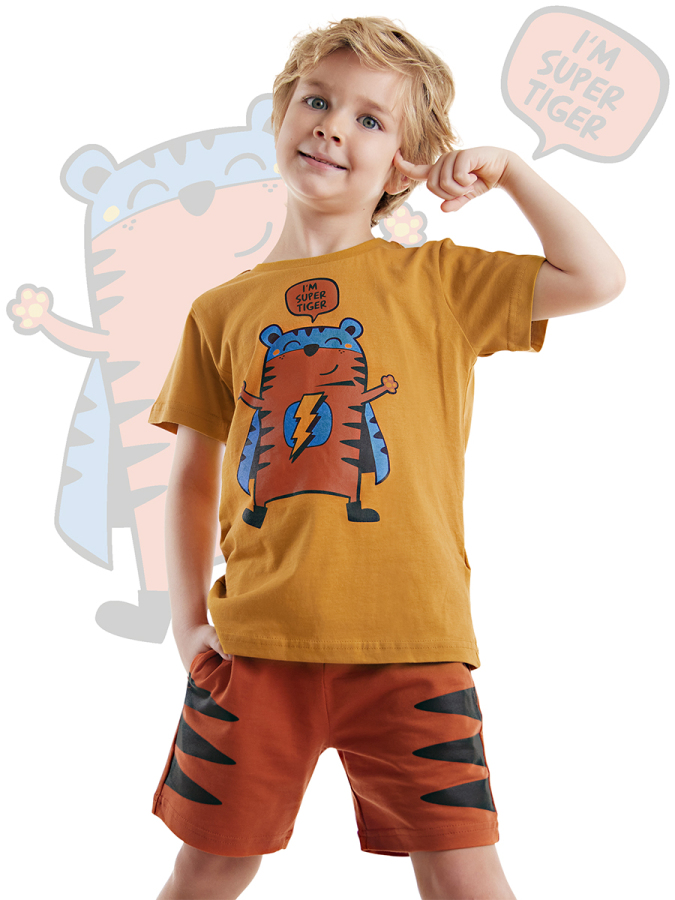 Super Tiger Erkek Çocuk Yazlık T-shirt Şort Takım - 1