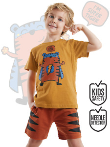 Super Tiger Erkek Çocuk Yazlık T-shirt Şort Takım - Denokids