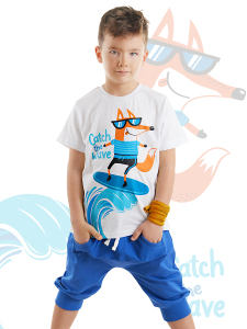 Surfer Fox Boy T-shirt&Capri Pants Set - Denokids