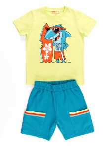 Surfer Shark Erkek Çocuk T-shirt Şort Takım - 3