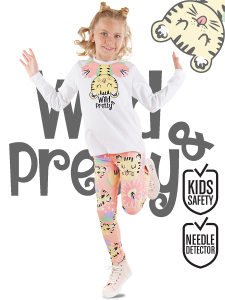 Süslü Leo Kız Çocuk T-Shirt Tayt Takım - Denokids