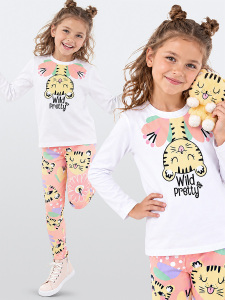 Süslü Leo Kız Çocuk T-Shirt Tayt Takım - Denokids