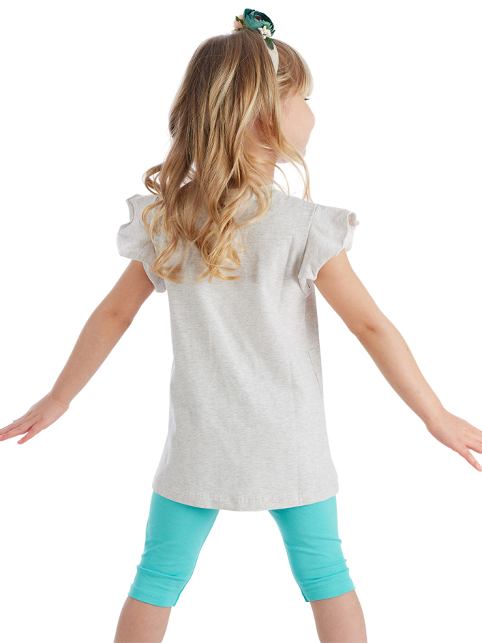 Fırfırlı Zürafa Kız Çocuk Yazlık T-Shirt Tayt Takım - 11