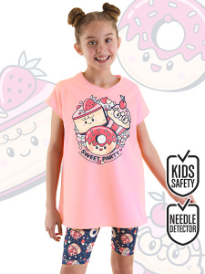 Sweet Party Kız Çocuk Yazlık Tunik T-shirt Tayt Takım - MSHB&G