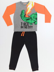 T-rex Dino Boy T-shirt&Pants Set - Thumbnail
