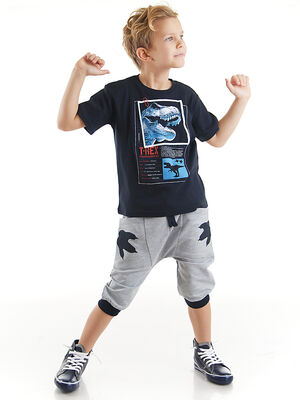 T-rex Info Boy T-shirt&Capri Pants Set