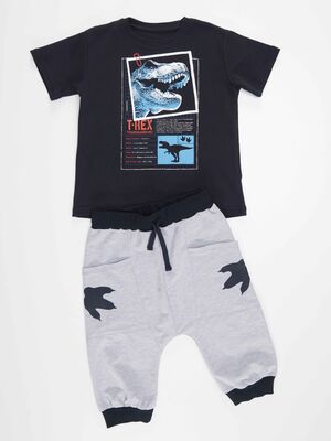 T-rex Info Boy T-shirt&Capri Pants Set