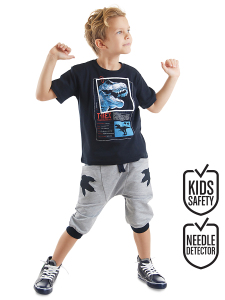 T-rex Info Boy T-shirt&Capri Pants Set - 1
