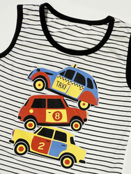 Taksi Erkek Çocuk Çizgili Kolsuz T-shirt - Thumbnail