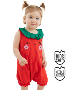 Tatlı Çilek Kız Bebek Pamuklu Yazlık Tulum - Denokids