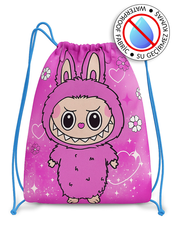 Tatlı Hayvancık Su Geçirmez Kız Çocuk Mavi İpli Sırt - Plaj Çantası - 1