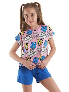 Tatlı Kurabiyeler Kız Çocuk Yazlık T-shirt Şort Takım - 1