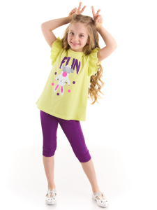 Tavşan Ponpon Kız Çocuk T-shirt Tayt Takım - Denokids