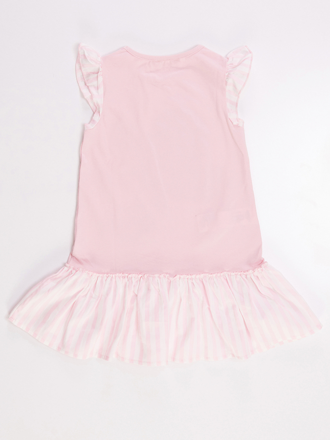 Tavşan Kelebek Kız Çocuk Yazlık Fırfırlı Pembe Elbise - 4