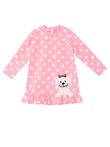 Teddy Bear Baby Girl Dotted Pink Dress - 3