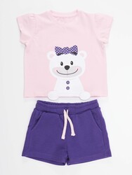 Teddy Bear Girls T-shirt&Shorts Set - Thumbnail