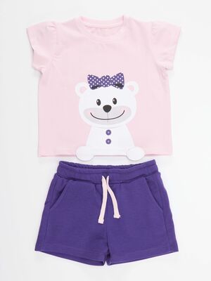 Teddy Bear Girls T-shirt&Shorts Set