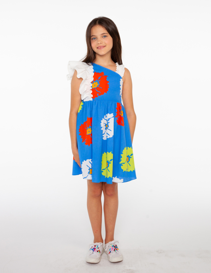 Tek Omuzlu Kız Çocuk Elbise - 1