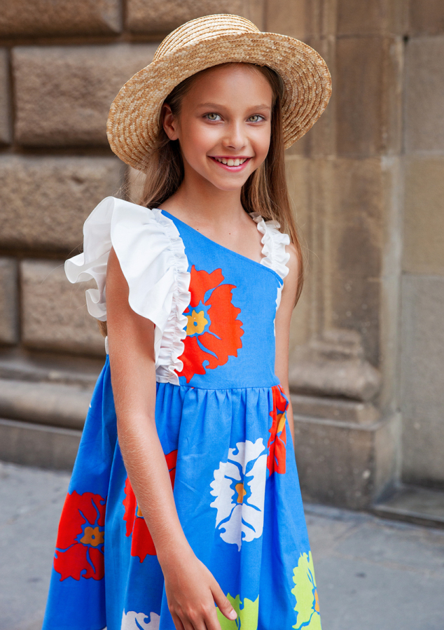 Tek Omuzlu Kız Çocuk Elbise - 2