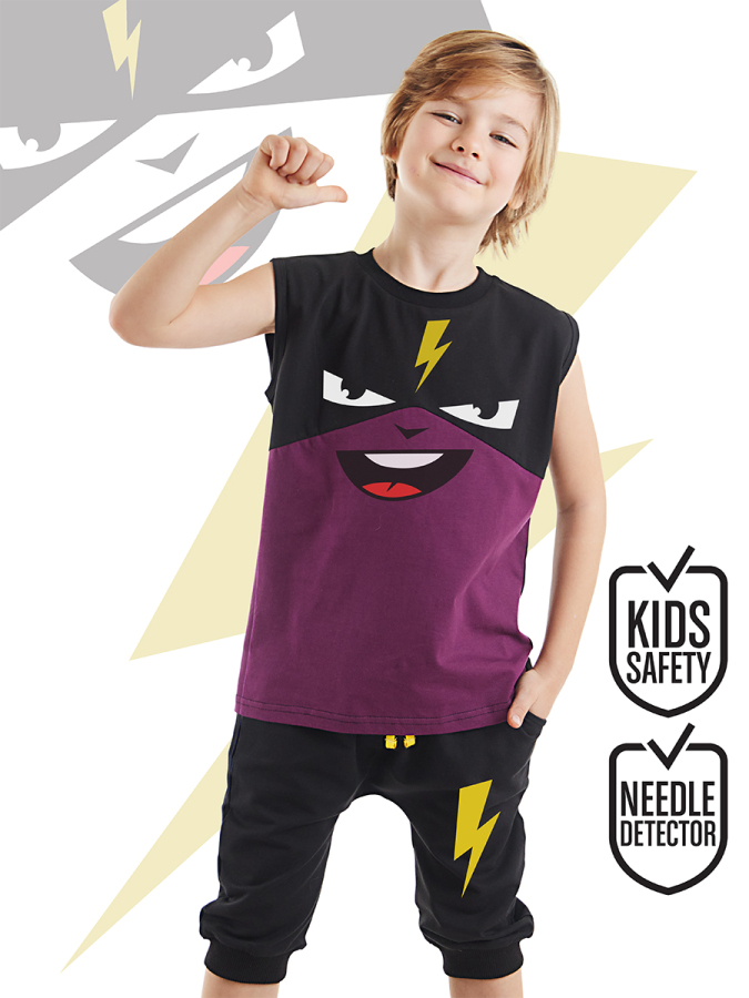Thunder Mask Boy T-shirt&Capri Set - 1