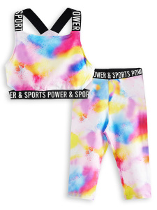 Tie-Dye Girl Active Wear Crop Top Leggings Set - 3