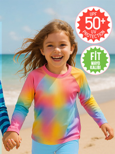 Tie-Dye Girl UVP+50 Sun Protection Swimsuit Top - Denokids
