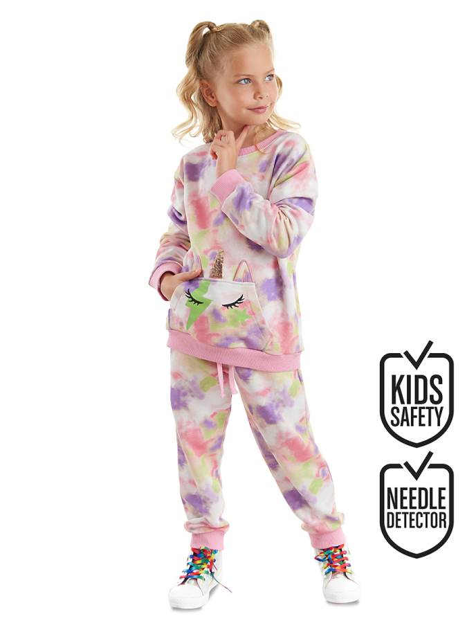 Tie-dye Unicorn Girl Pink Tracksuit - 1
