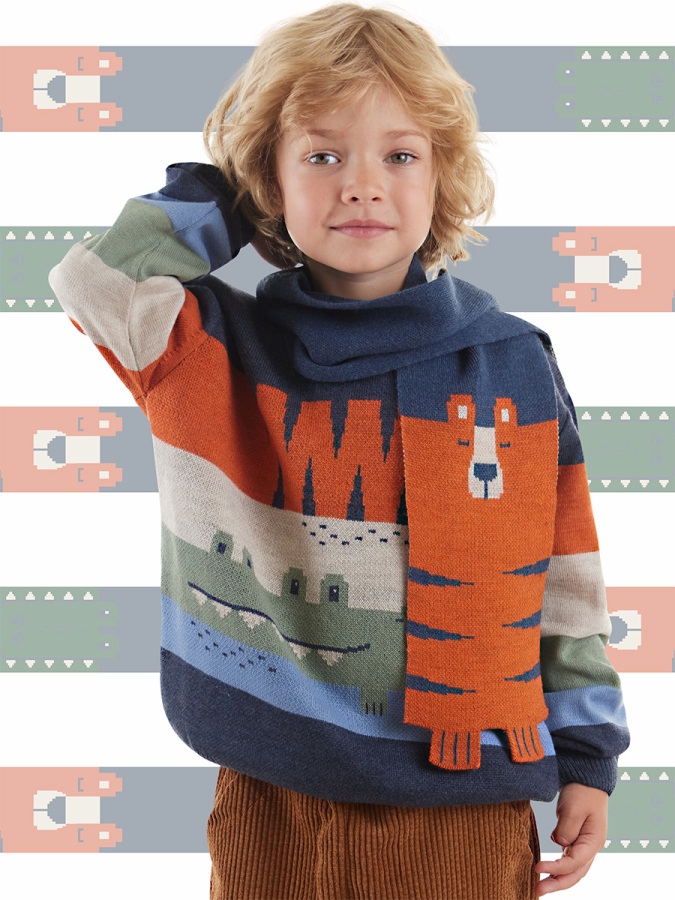Tiger Croco Boy Knitted Scarf - 1