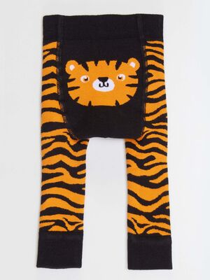 Tiger Kaplan Desnli Erkek Bebek Siyah Tayt-Pantolon