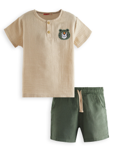 Tiger Muslin Boy Shirt&Shorts Set - 3