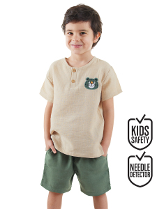 Tiger Muslin Boy Shirt&Shorts Set - Denokids