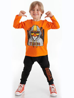 Tigers Erkek Çocuk Turuncu T-shirt Siyah Pantolon Takım - 1