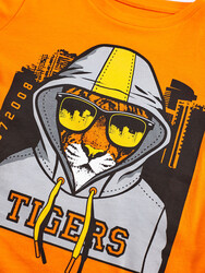 Tigers Erkek Çocuk Turuncu T-shirt Siyah Pantolon Takım - Thumbnail